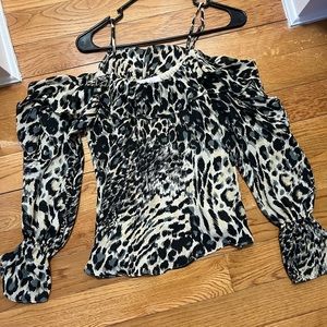 Parker Off the Shoulder Leopard Blouse XS
